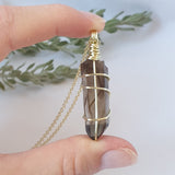 Smoky Quartz Necklace - Gold
