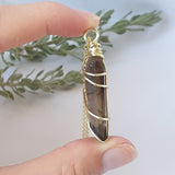 Smoky Quartz Necklace - Gold