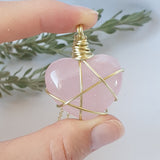 Rose Quartz Heart Necklace - Gold