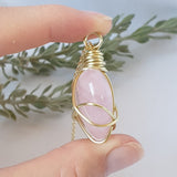 Rose Quartz Heart Necklace - Gold