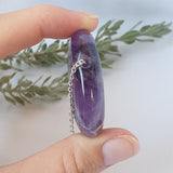 Chevron Amethyst Necklace - Silver