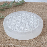 Satin Spar Flower of Life Disk