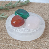 Satin Spar Flower of Life Disk