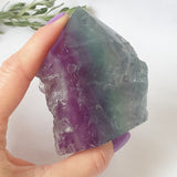 Rainbow Fluorite Semi Raw Point Back